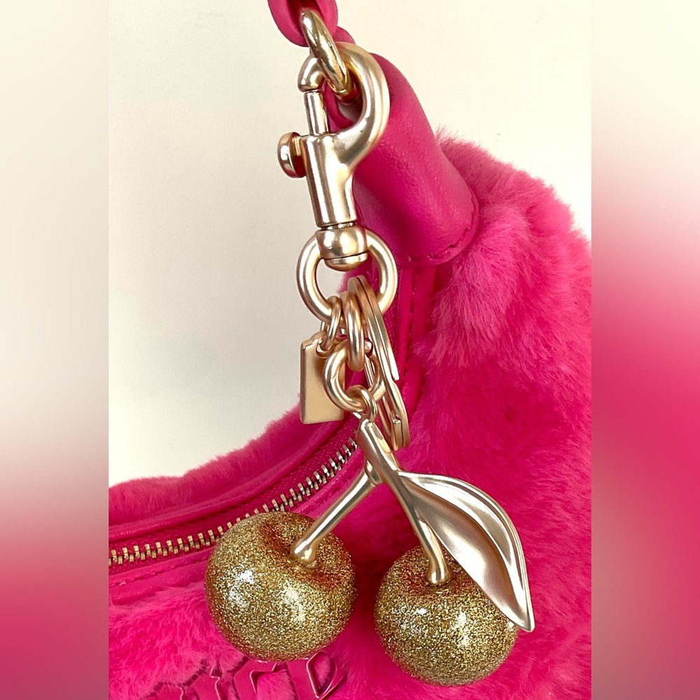 Fashion Unbranded Large Gold Glittery Cherry GOLD Keychain/Bag Charm